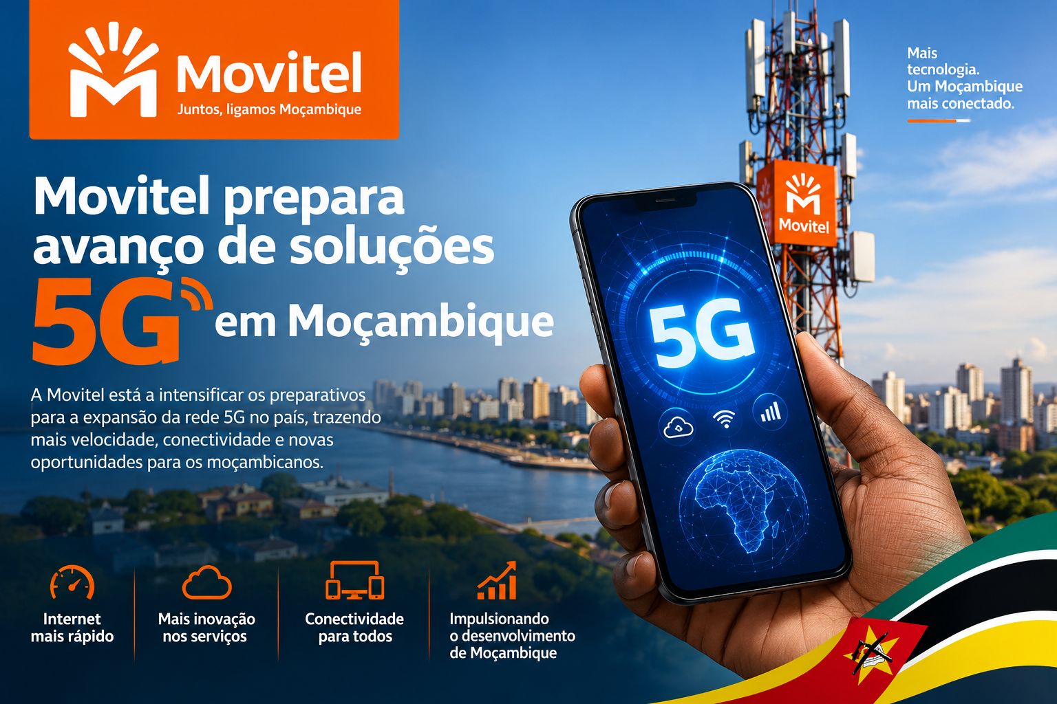 Movitel prepara avanço de soluções 5G em Moçambique