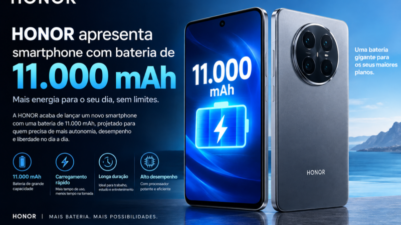 Honor apresenta telemóvel com bateria de 11.000 mAh em apenas 8,08 mm de espessura