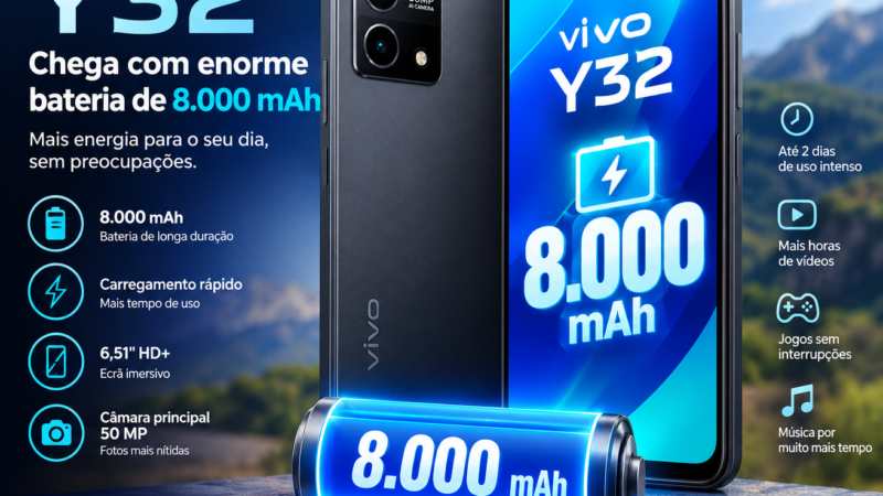 Vivo Y32 chega com enorme bateria de 8.000 mAh