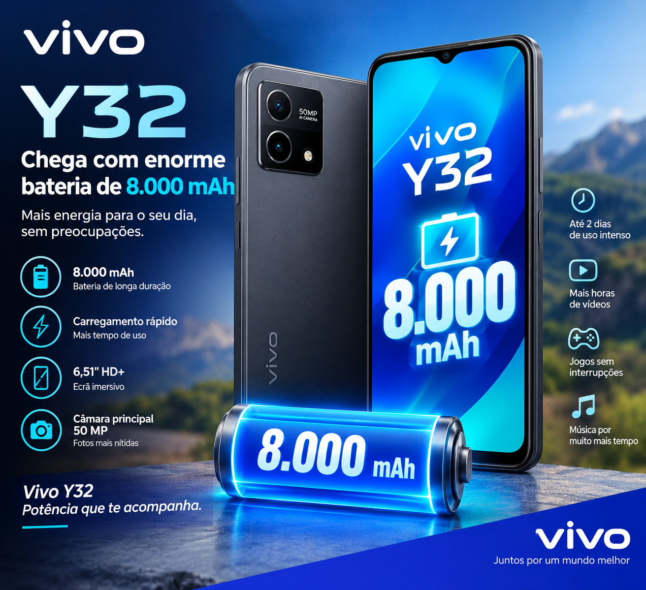 Vivo Y32 chega com enorme bateria de 8.000 mAh