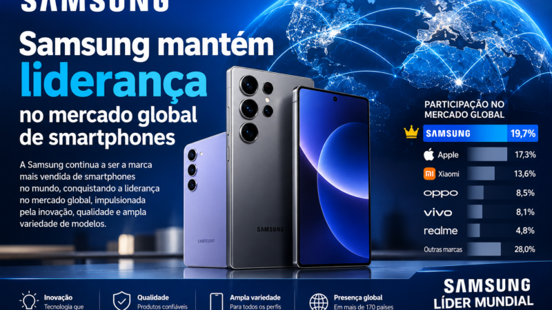 Samsung mantém liderança no mercado global de smartphones