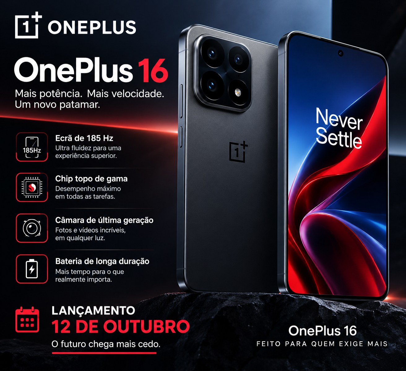 OnePlus 16 será lançado a 12 de outubro com ecrã de 185 Hz e chip topo de gama