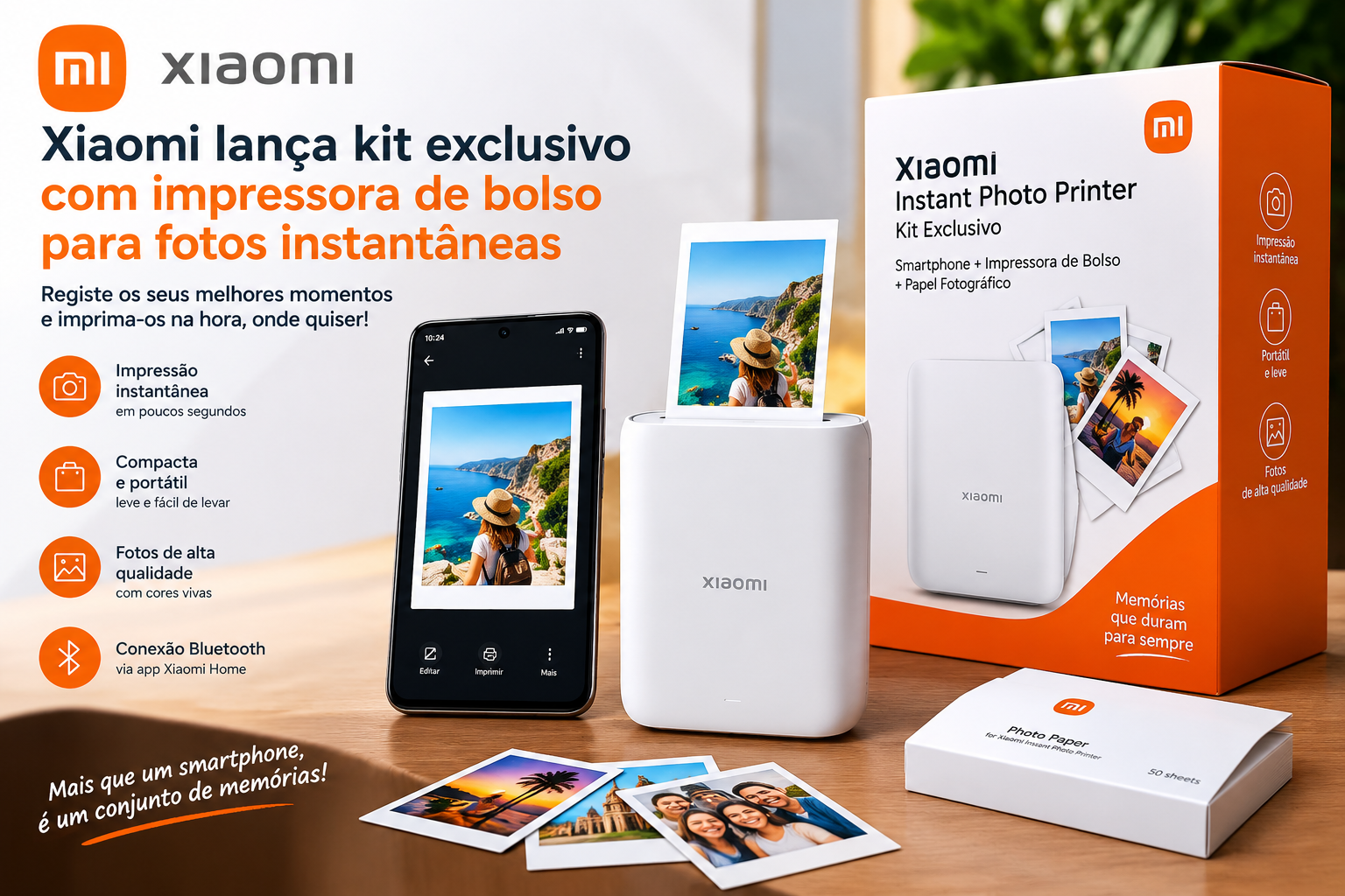 Xiaomi lança kit exclusivo com impressora de bolso para fotografias instantâneas